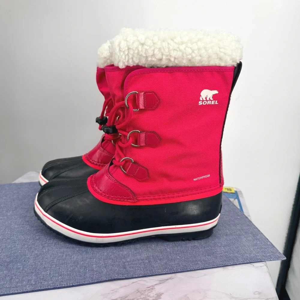 Sorel Yoot Pac Waterproof Winter Snow Boot Wmn 8.5 Youth 7 Rose Black NY1962-600